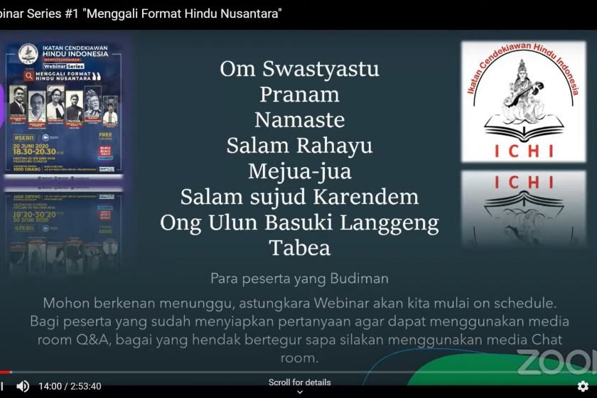 ICHI Webinar Series #1: "Menggali Format Hindu Nusantara"